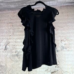 Medium David Lerner Women’s Ruffle Sleeveless black Pullover top A623